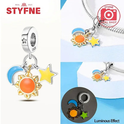 S925 Silver Glow-in-the-dark Firefly Charm Pendant Fit Original Charms Bracelet Gift Beads for Women Diy Fine Jewelry Gifts - AMULET RING STORE