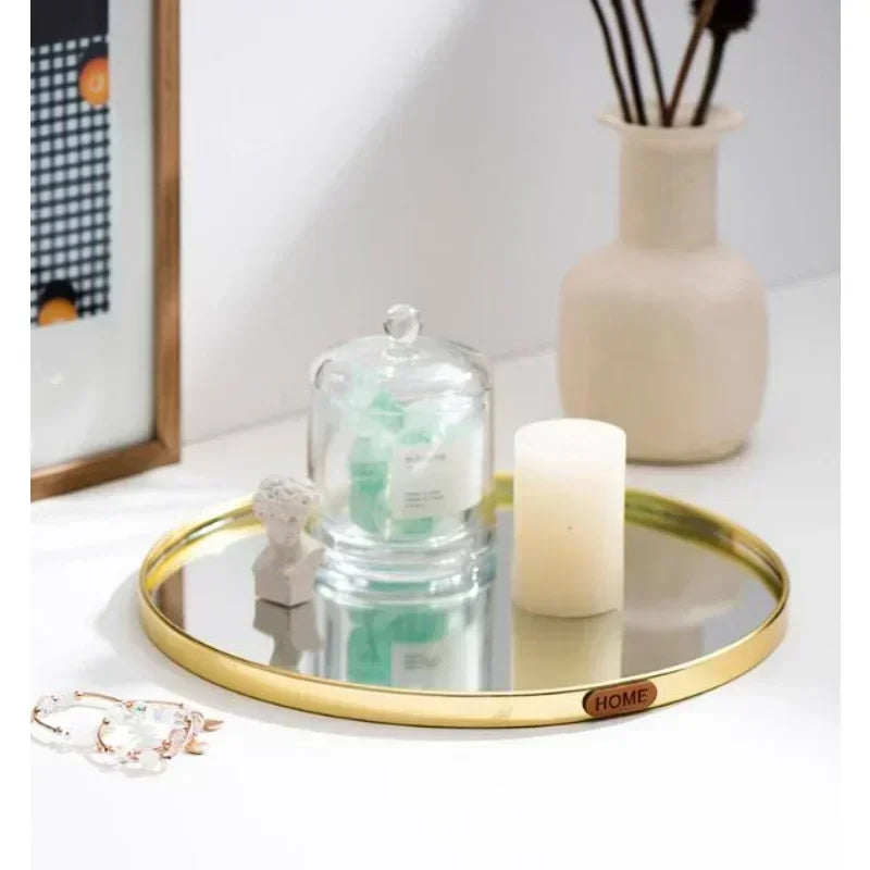 New Light Luxury Mirror StorageTray Home Decoration Desktop Storage Tray Multilateral Geometric Tray Living Room Accessories - AMULET RING STORE