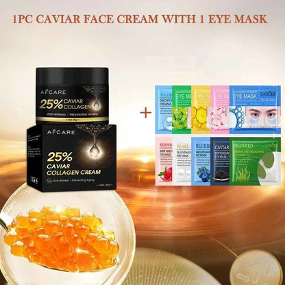 Caviar Collagen Anti Wrinkle Face Cream 30g With Eye Mask Hyaluronic Acid Hydrating Reduce Fine Lines Skincare Products
