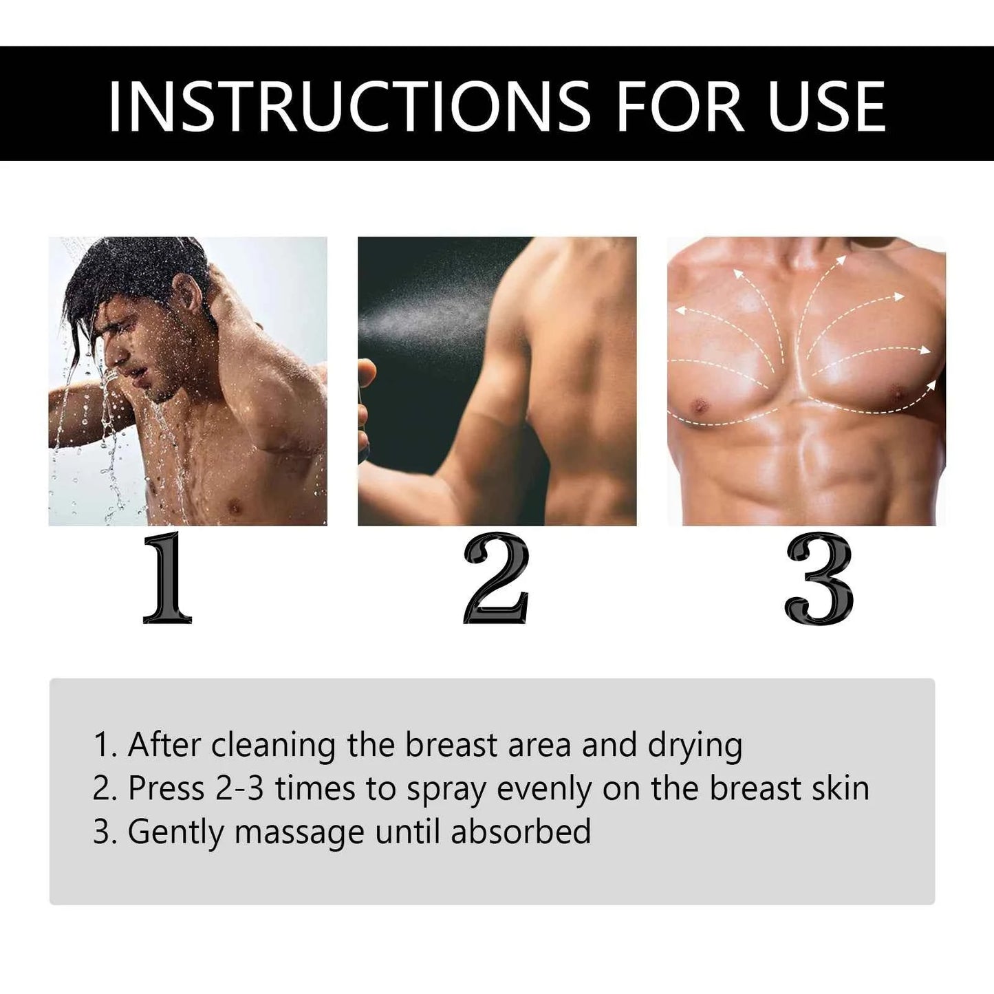 Gynecomastia Removal Spray Anti Cellulite Strengthen Chest Abdominal Muscles Shaping Essential Oil Male Breast Fat Reduction Oil