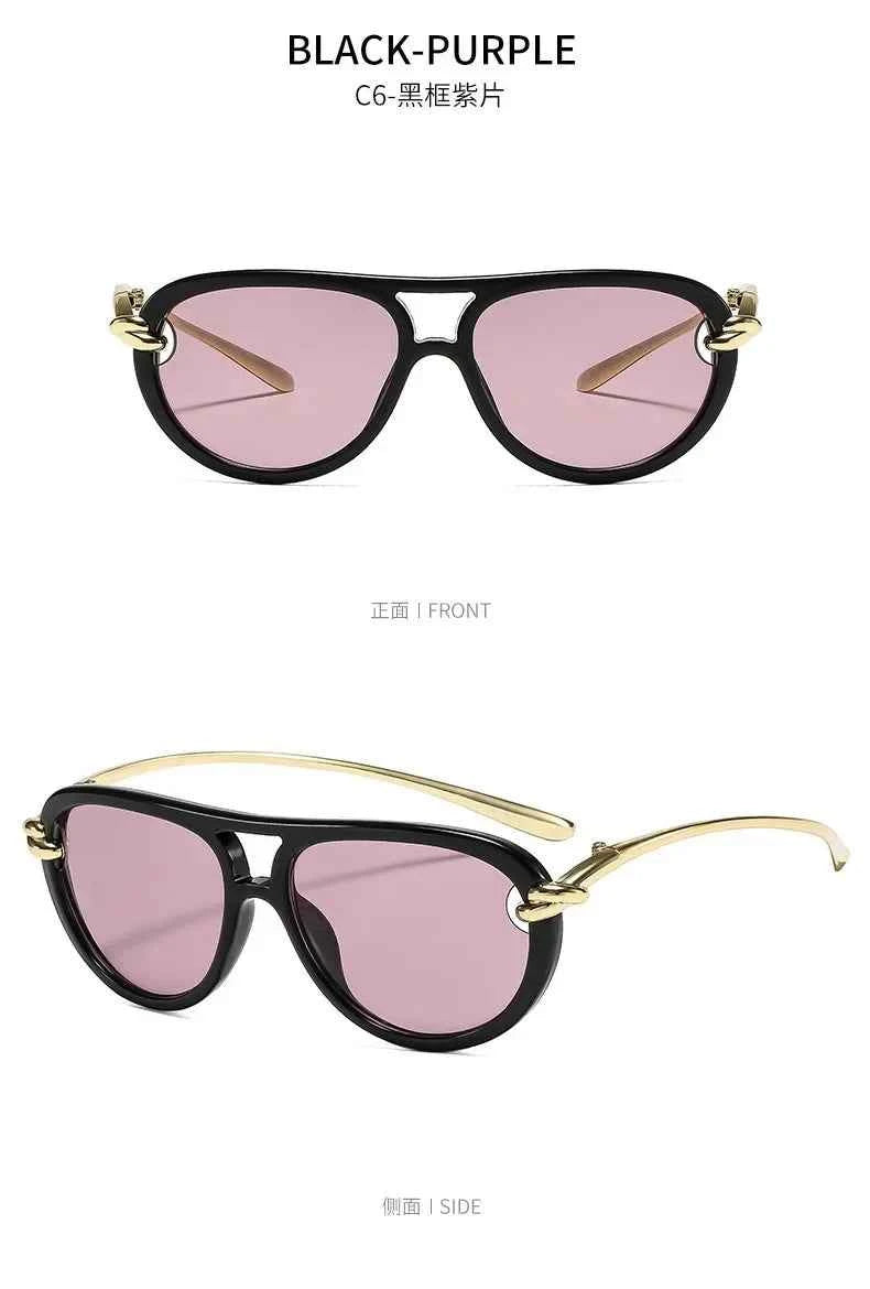 New Fashionable Personalized Toad Sunglasses Knot Double Bridge Metal Anti UV Glasses Outdoor Trendy Street Photography
