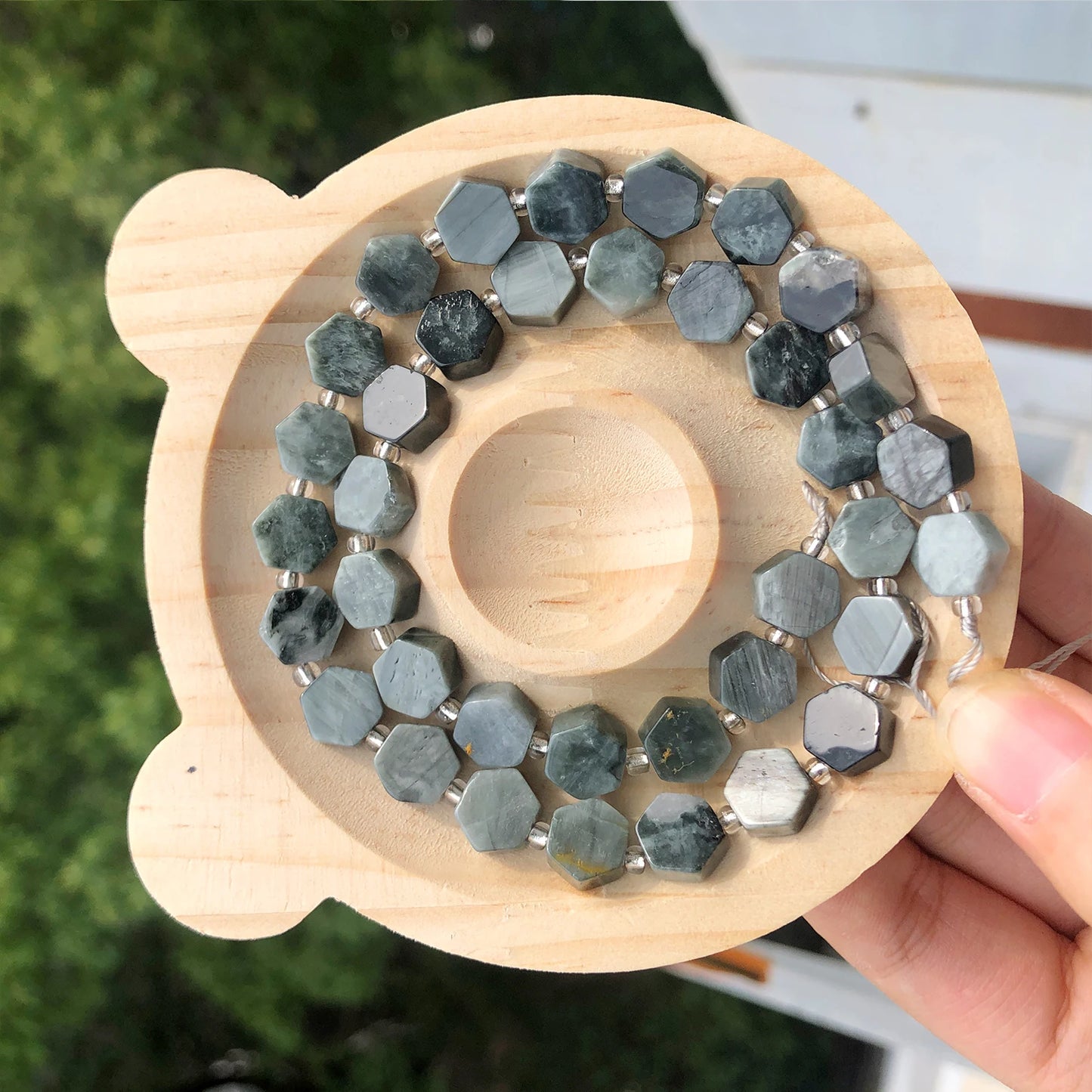 8.5x9.5mm Natural Hexagon Stone Beads Faceted Amazonite Quartz Jade Loose Spacer Beads for Jewelry Making DIY Bracelet Pendant - AMULET RING STORE