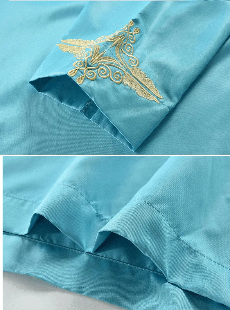 Men's Long Sleeved Dubai Türkiye India Loose Islamic Collar Dress Jubba Thobe Ramadan Muslim Abaya Gown Solid House