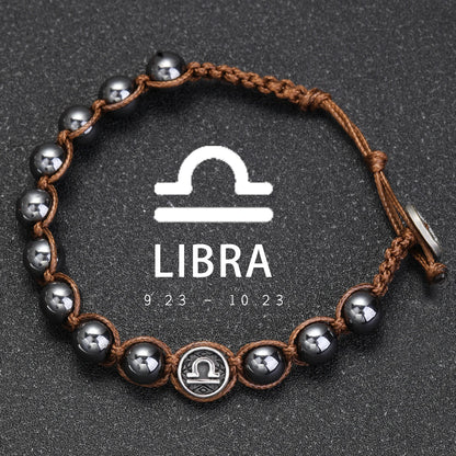 12 Zodiac Signs Natural Stone Bracelets Leo Capricorn Taurus Cancer Bracelets Women Men Couple Friendship Jewelry Gift Bracelets