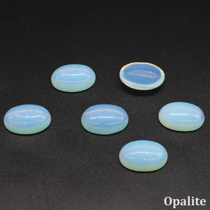 5pcs/Lot Natural Crystals Stone Oval Cabochon Beads Flat Back Cab Cameo DIY Ring Pendant Necklace Jewelry Making Accessories