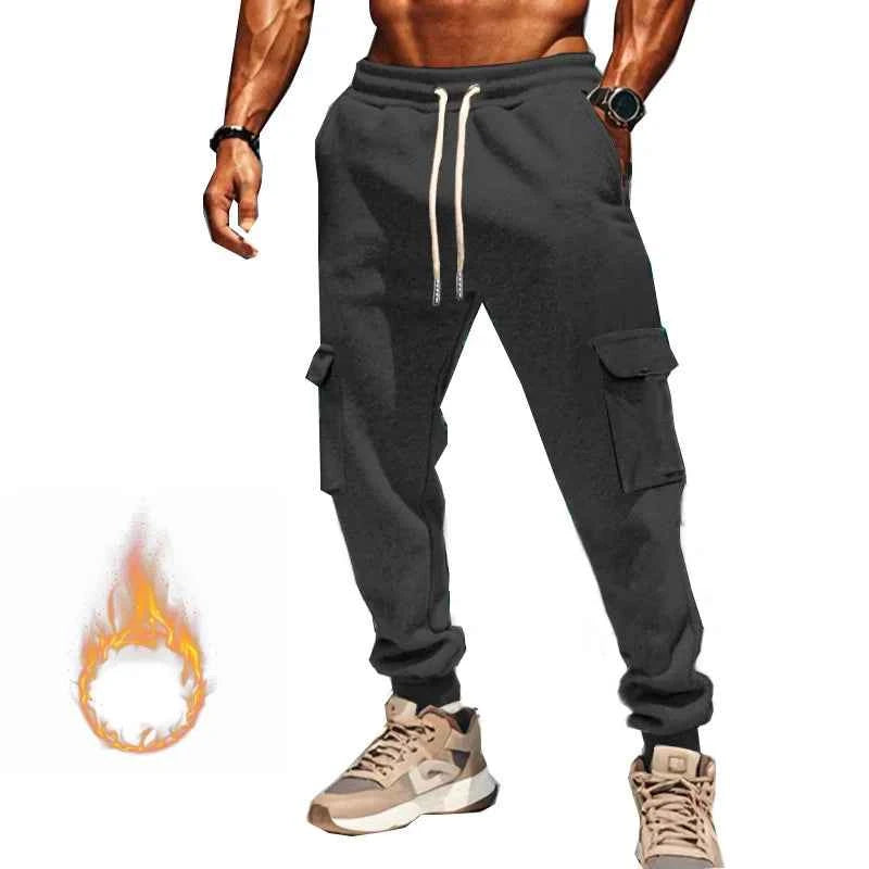 New autumn and winter velvet men's casual overalls multi-pocket pants large size sports casual trousers