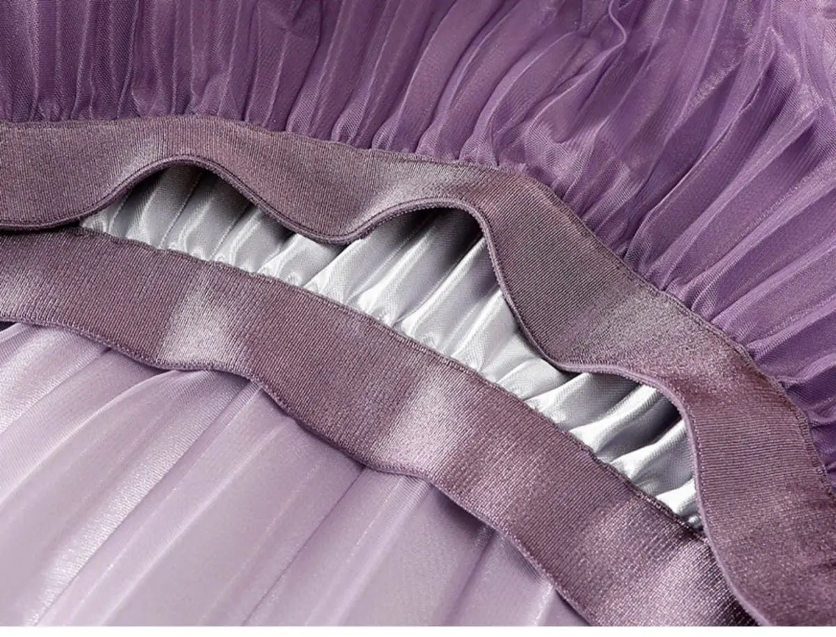 2023 Summer Tulle Mesh Gradient Skirt High-end High Waist Long Skirt Elegant Evening Party Sexy A-line Pleated Skirts Women Boho