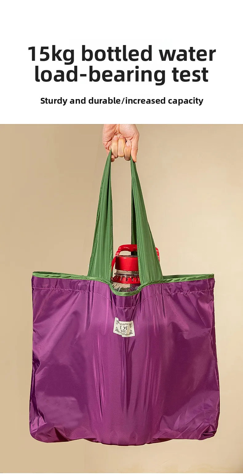 Large-sized drawstring eco-friendly supermarket shopping bag fashionable single-shoulder bag foldableportable handbag,waterproof - AMULET RING STORE