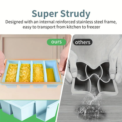 1/4pcs Large Rectangular Ice Cube Mold Set with Lid Stackable Freezer Trays for Bottles Beverages Long Cubes Mould Kitchen Items - AMULET RING STORE