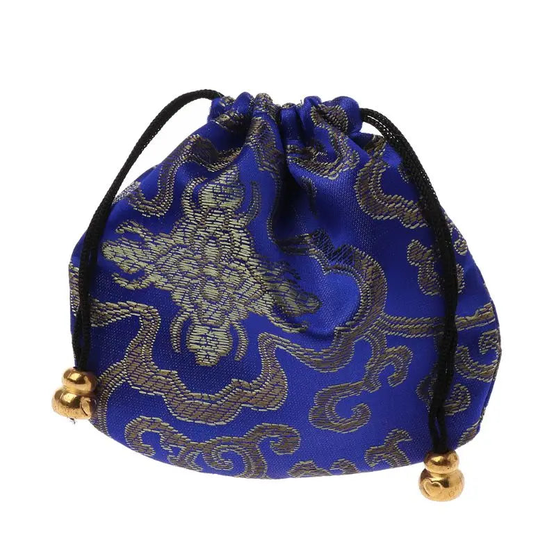 Silk Brocade Jewelry Drawstring Gift Bags Coin Purse Embroidered Candy Chocolate Bag for Wedding Party - AMULET RING STORE