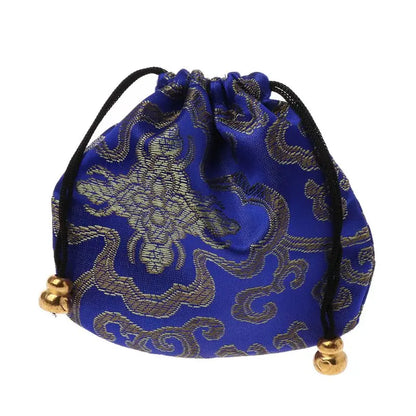 Silk Brocade Jewelry Drawstring Gift Bags Coin Purse Embroidered Candy Chocolate Bag for Wedding Party - AMULET RING STORE