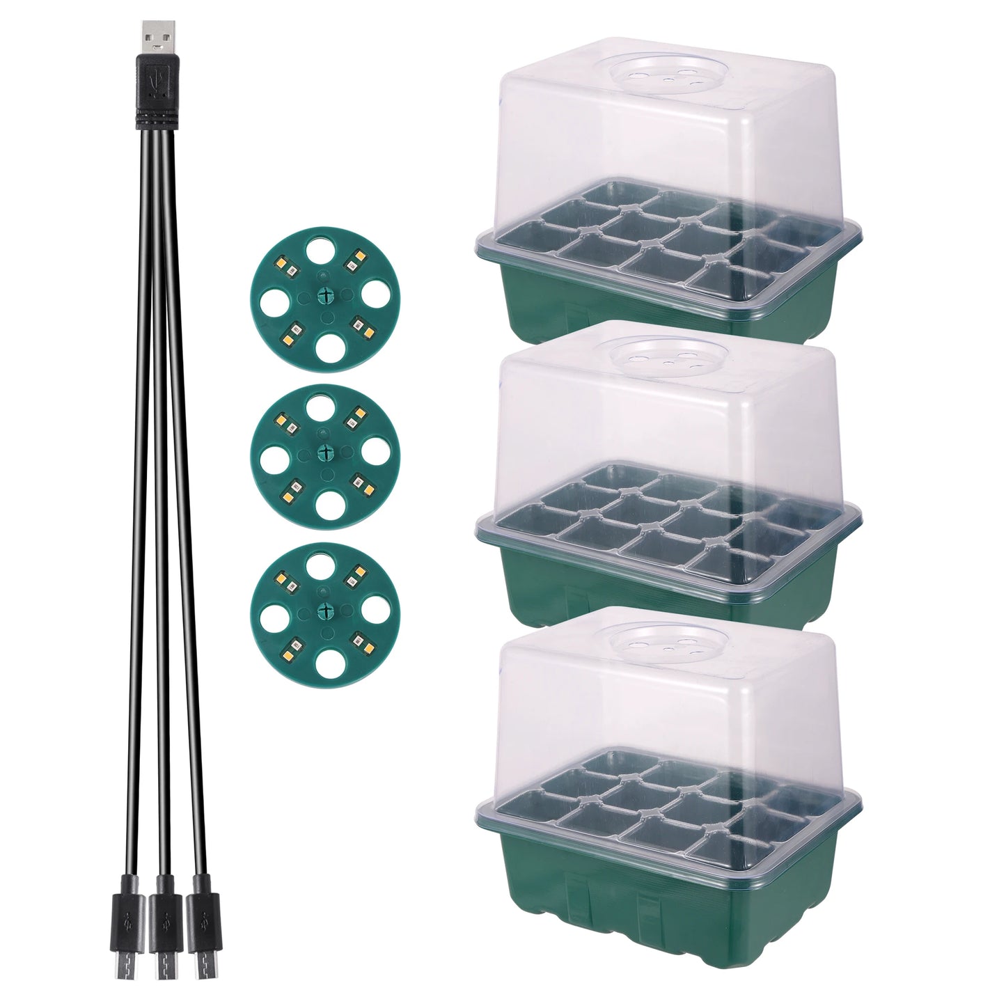 Higher Cover Nursery Tray Box with Growing light 6/12 Cell LED Full Spectrum Seedling Succulent Flower Planting Germination Pot - AMULET RING STORE