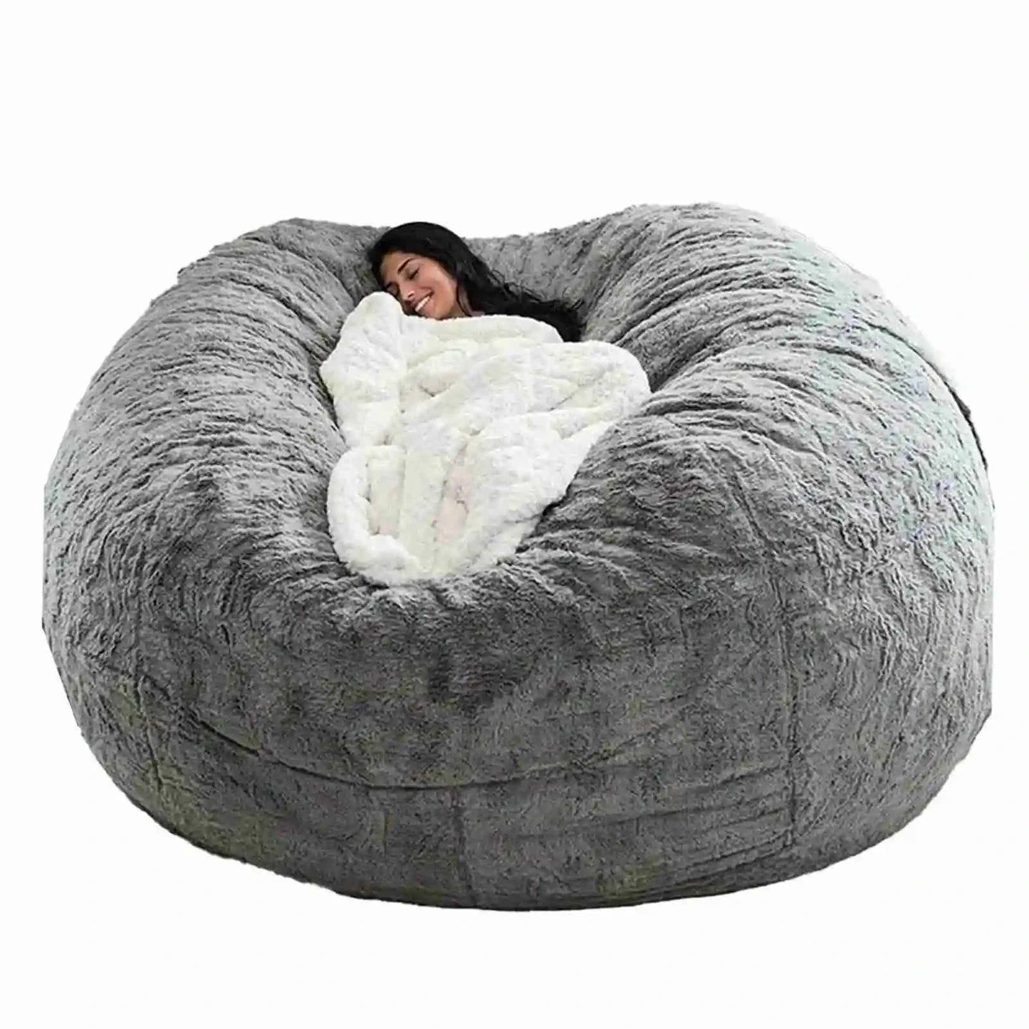 No Stuffed Gray Bean Bags Chair Giant Bean Bags Pouf Sofa Bed Puff Futon Room Seat Tatami Relax Lounge Furniture Only Bags Case