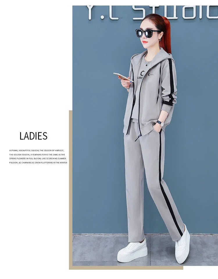 Spring Autumn Women Tracksuit Coats+Sweatshirts+Pants 3Pcs Suit Fashion Outfits Ladies Casual Clothing Sets Loose Sportswear