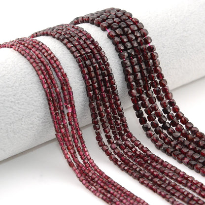 Natural Pyrope Garnet Faceted Round / Cube Beads 2mm,3mm,4mmfor Jewelry Making Bracelet Necklace Beads DIY Accessories Wholesale - AMULET RING STORE