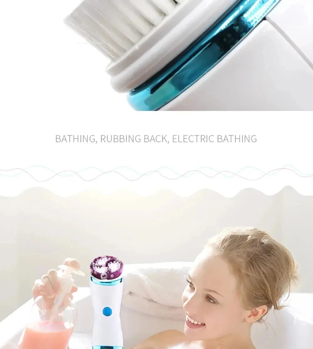 4 In 1 Electric Facial Cleansing Brush Massage Wash Rotating Face Cleansing Machine Waterproof Removal Pore Blackhead Exfoliator