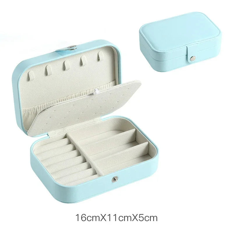 Portable Jewelry Box Jewelry Organizer Display Travel Jewelry Case Boxes Button Leather Storage Zipper Jewelers Joyero - AMULET RING STORE