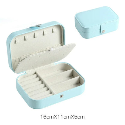 Portable Jewelry Box Jewelry Organizer Display Travel Jewelry Case Boxes Button Leather Storage Zipper Jewelers Joyero - AMULET RING STORE