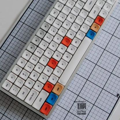 LCK Time Theme Keycaps Set PBT Custom Mondrian Keyboard Cap Low Profile Original Office Gaming KeyCap for Mechanical Keyboard