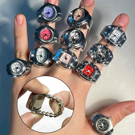 Steel Creative Watch Finger Ring - Trendy Punk Style
