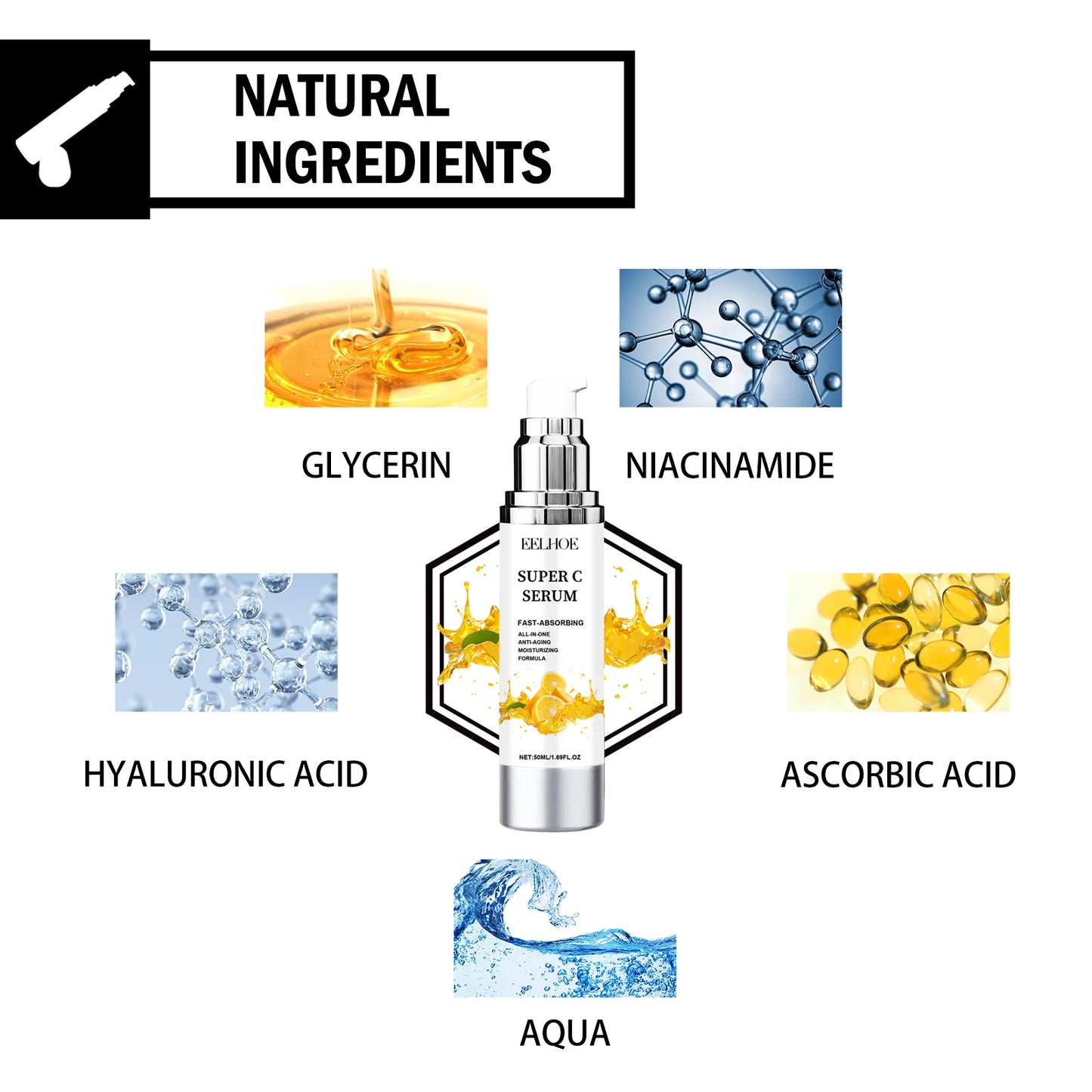 Vitamin C Serum For Face Dark Spot Removal Niacinamide Moisturizing Brightning Shrink Pores Essence Beauty Firming Skincare 109g - AMULET RING STORE