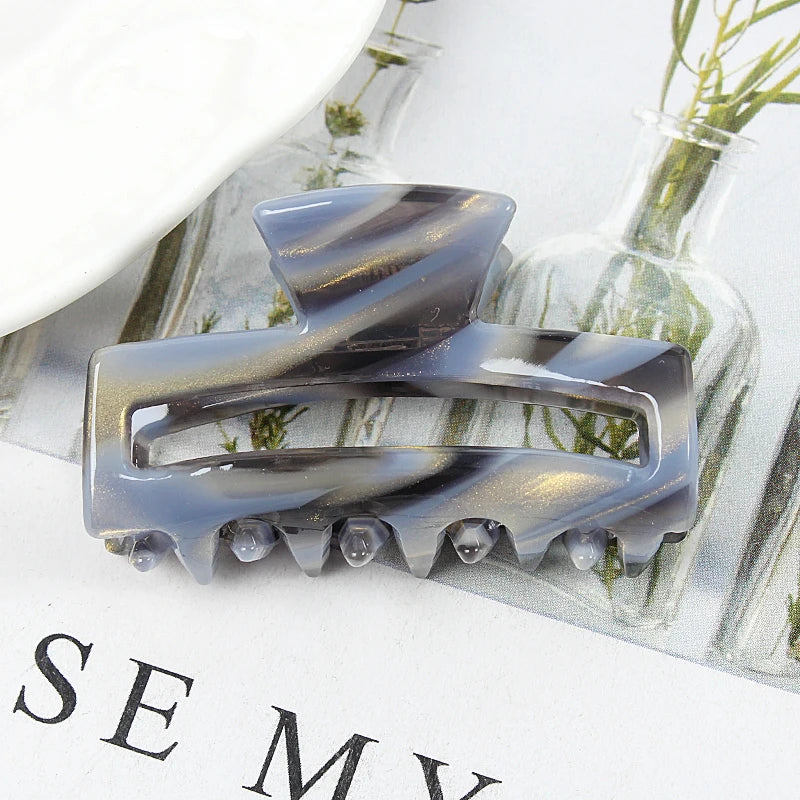 Mini Women's Hair Clips Colorful Geometric Hollow Crab Claw Clip Acetate Leopard Print Fashion Girls Hairpin Hair Accessories - AMULET RING STORE