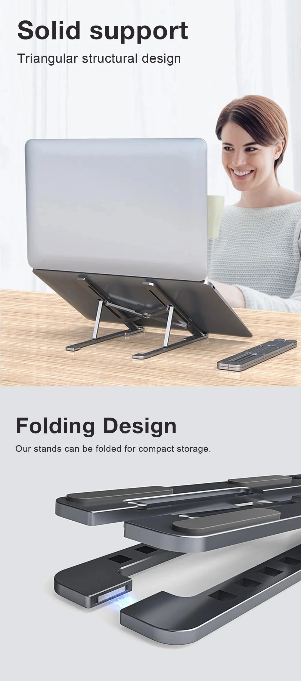 Aluminum Alloy Magnetic Laptop Stand With 8-Level Adjustment, Ventilation and Heat Dissipation, Equipped With Silicone Anti-Slip - AMULET RING STORE
