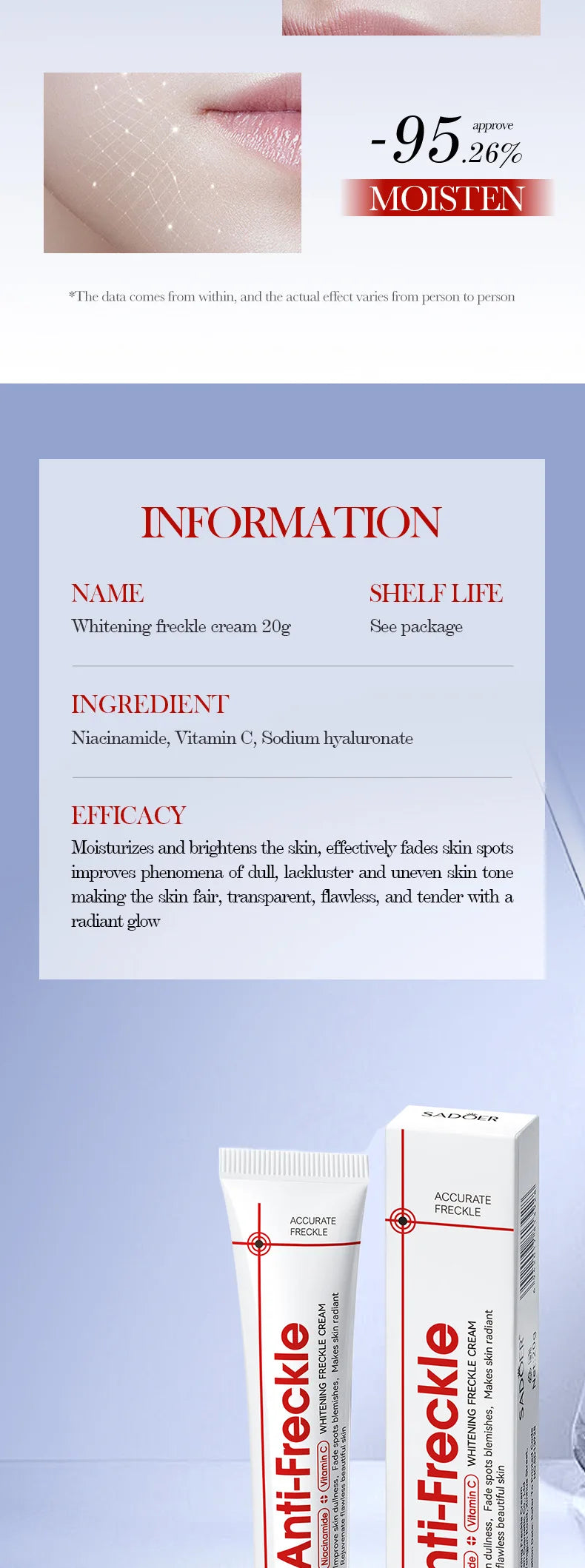 Effective Whitening Freckles Face Cream Dark Spot Corrector Remove Melasma Fade Melanin Pigmentation Brighten Skin Care Products