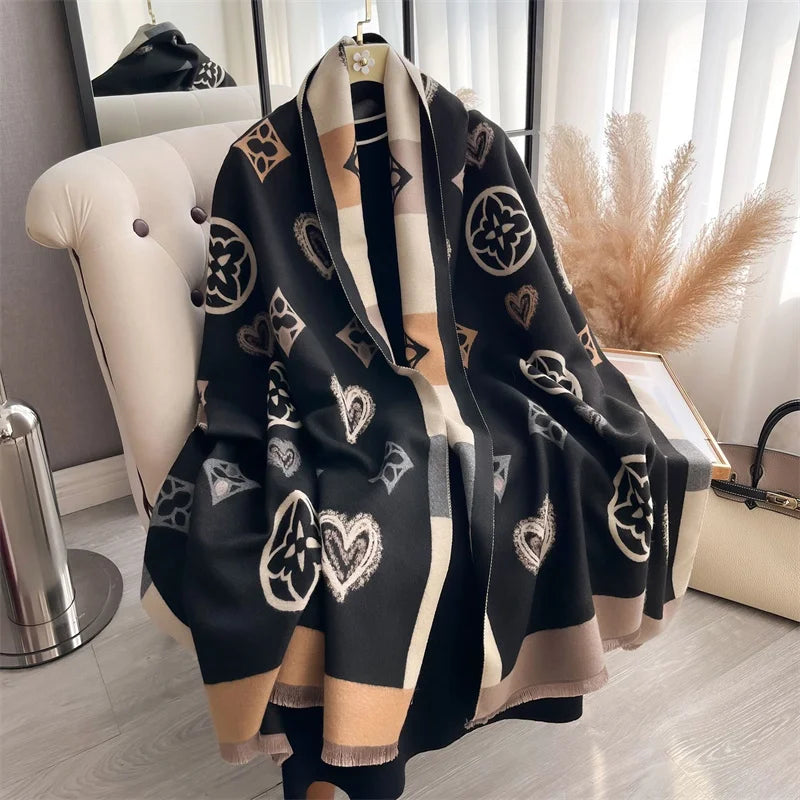 Cashmere Scarf for Women Thick Warm Winter Blanket Brand Female Luxury Quality Shawl Wrap Bufanda 2024 Poncho Echarpe Pashmina