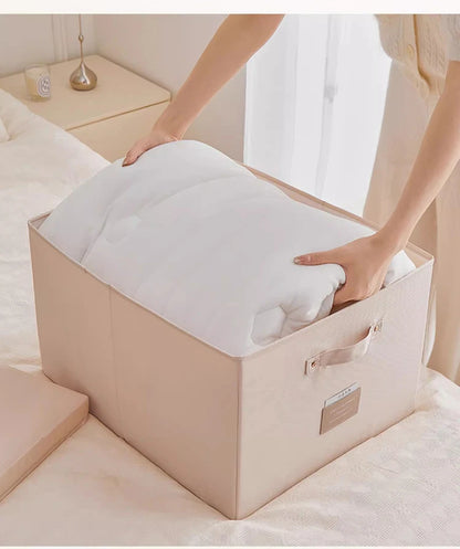Fabric Foldable Storage Box With Lid Organizer For Clothes Large Capacity Quilt Blanket Toy Storage Closet Wardrobe Organizer - AMULET RING STORE