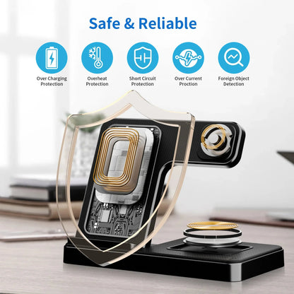 Magnetic Wireless Charger Fast 18W Adapter QC3.0 Certified Foldable Sleep-Friendly iPhone11-15 XS 8 Plus Samsung Galaxy iWatch