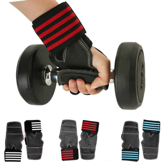 Leather Weightlifting Training Weight Lifting Gloves, Bar Grip, Barbell Straps, Hand Protection, 1Pair