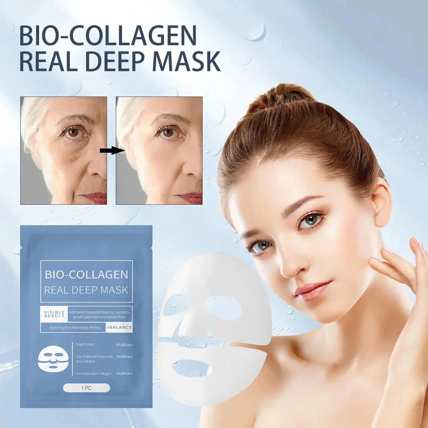 1/3/5/10PCS Bio Collagen Face Mask Anti Wrinkle Fade Face Fine Line Lift Firm Skin Anti-Aging Brighten SkinCare Korean Cosmetics - AMULET RING STORE