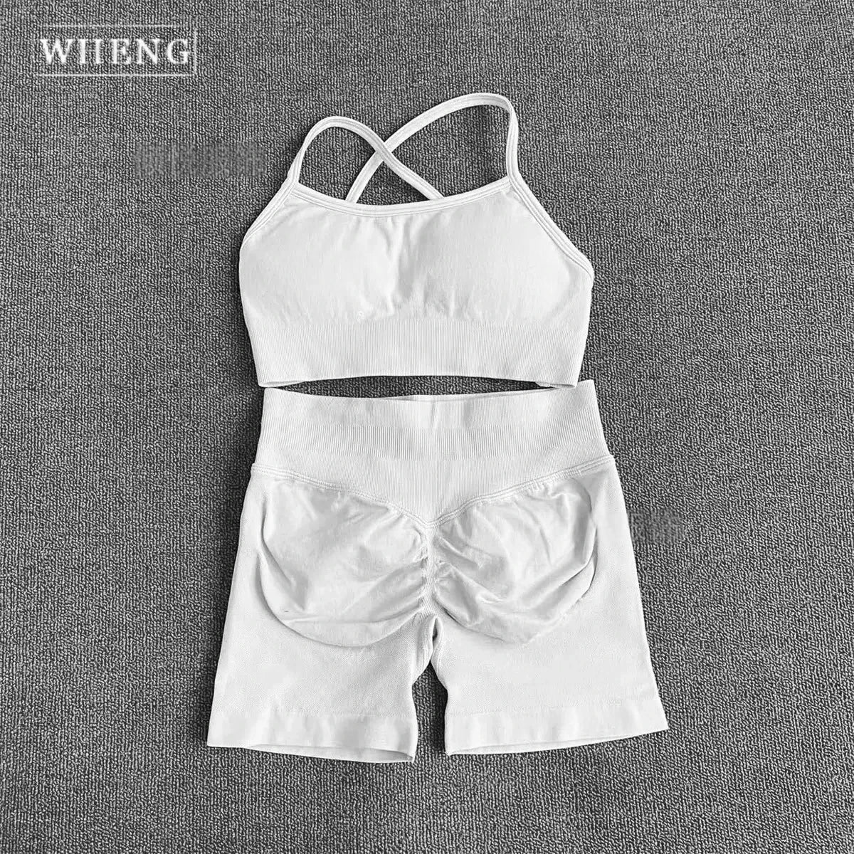 WHENG Peach Hip Lifting Suit Back Cross Sports Bra Shockproof Bra Quick Drying Shorts Set Gym Fitness Running Yoga Suit