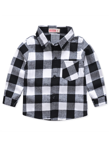 New Spring and Autumn Winter Boys and Girls 1-14 Years Old Classic Woolen Checkered Shirt Student Dress Versatile Shirt