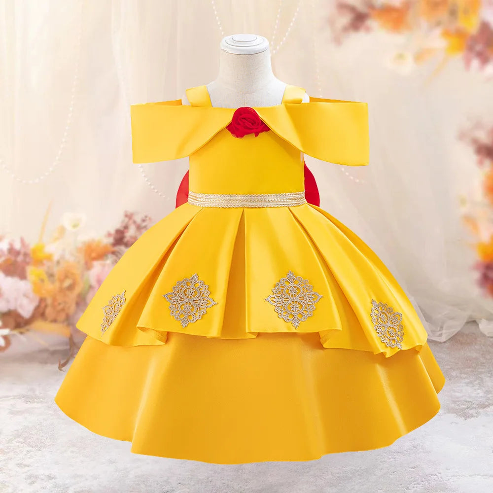 Princess Dress For Toddler Little Girl Luxurious Bow Gown Kids Birthday Party Clothes Halloween Carnival Children Princess Dress