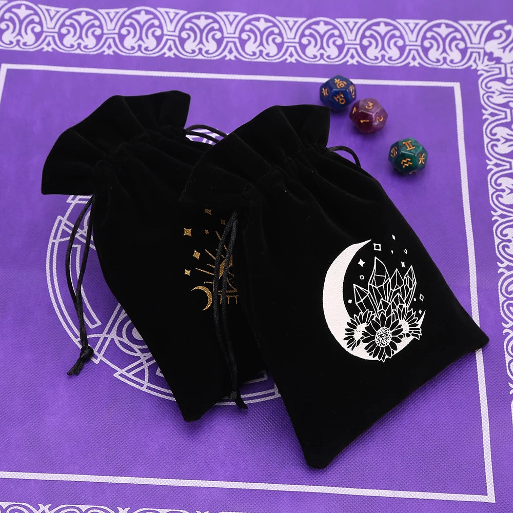 Tarot Card Bag Composite Fleece Drawstring Storage Bag Tarots Storage Bag Dice Bag Rune Jewelry Pouch Christmas Party Gift Pouch - AMULET RING STORE
