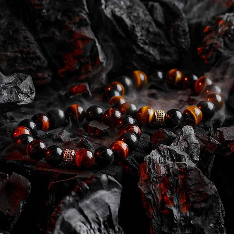 5A Real Natural Red Tiger Eye Beads Stone Bracelet Men Women Zircon Accessories Handmade Jewelry Gift for Girlfriend Wholesale