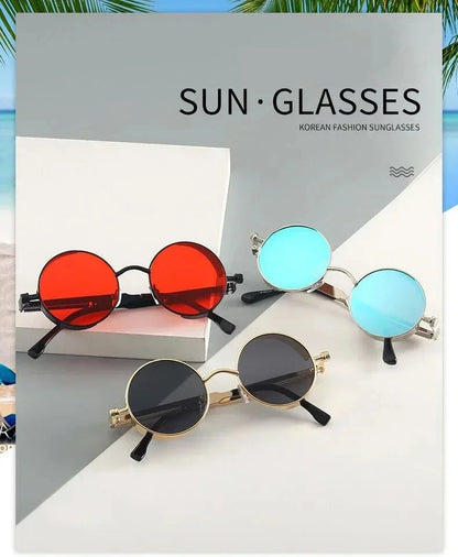 Classic Gothic Steampunk Sunglasses Luxury Brand Designer High Quality Men and Women Retro Round Metal Frame Sunglasses UV400