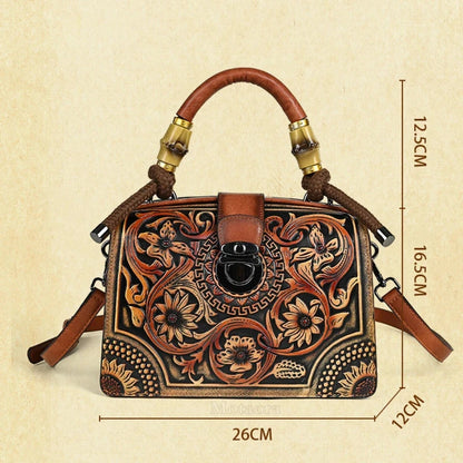 Motaora New Embossed Shoulder Bag For Women's 2025 Vintage Handmade Handbag Female PU Leather Big Capacity Crossbody Bags Purse