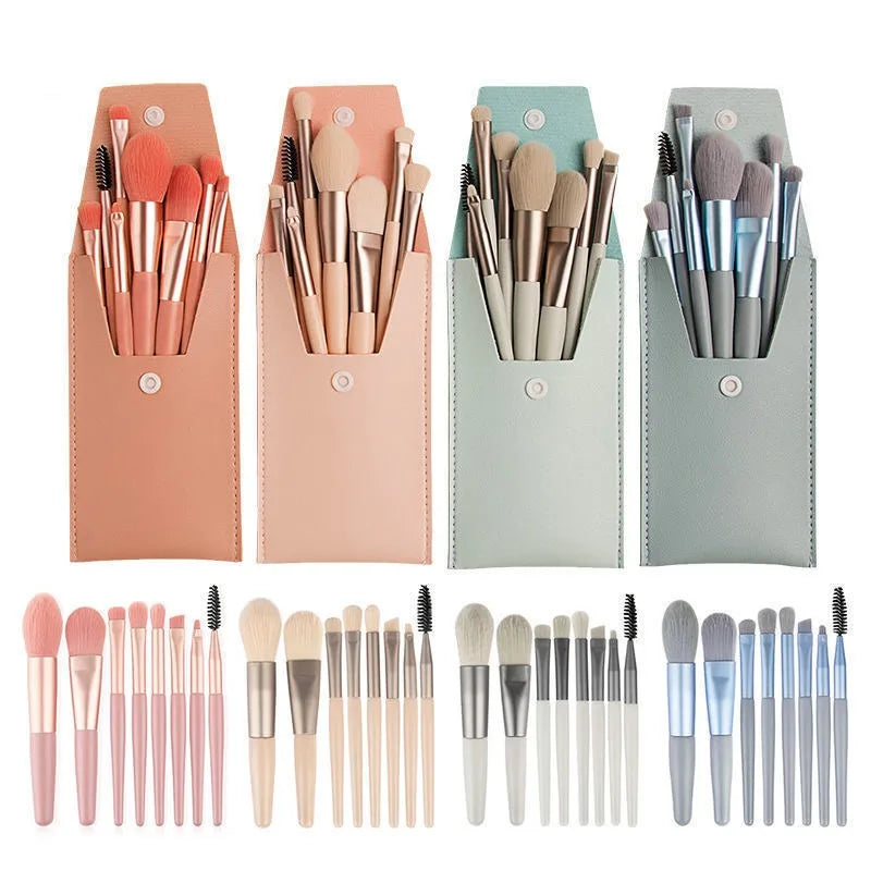 Portable 8Pcs Eyeshadow Foundation Blending Makeup Brush Soft Fluffy Cosmetics Concealer Makeup Brush Professional Make Up Tool - AMULET RING STORE