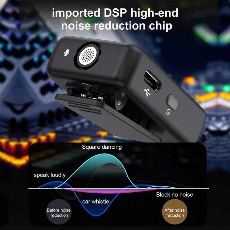 Wireless Lavalier Recording Microphone Dual Channel Lapel Mic System with 98ft For Smartphone DSLR Camera DV Vlog YouTube Live