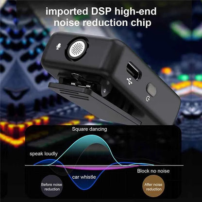 Wireless Lavalier Recording Microphone Dual Channel Lapel Mic System with 98ft For Smartphone DSLR Camera DV Vlog YouTube Live