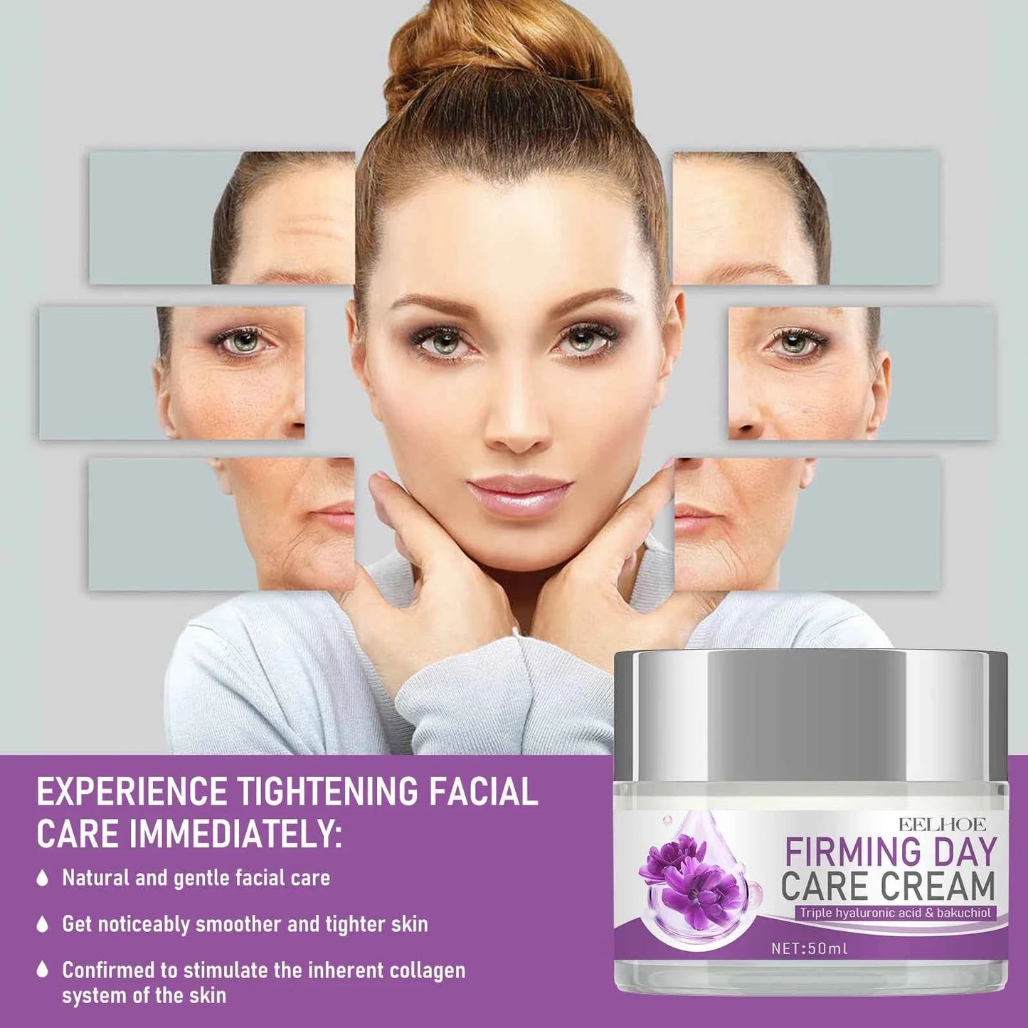 Hyaluronic acid Moisturizing Cream for Face Lift Skin Firming Anti Wrinkle Fade Fine Lines Deep Hydration Brightening Face Cream