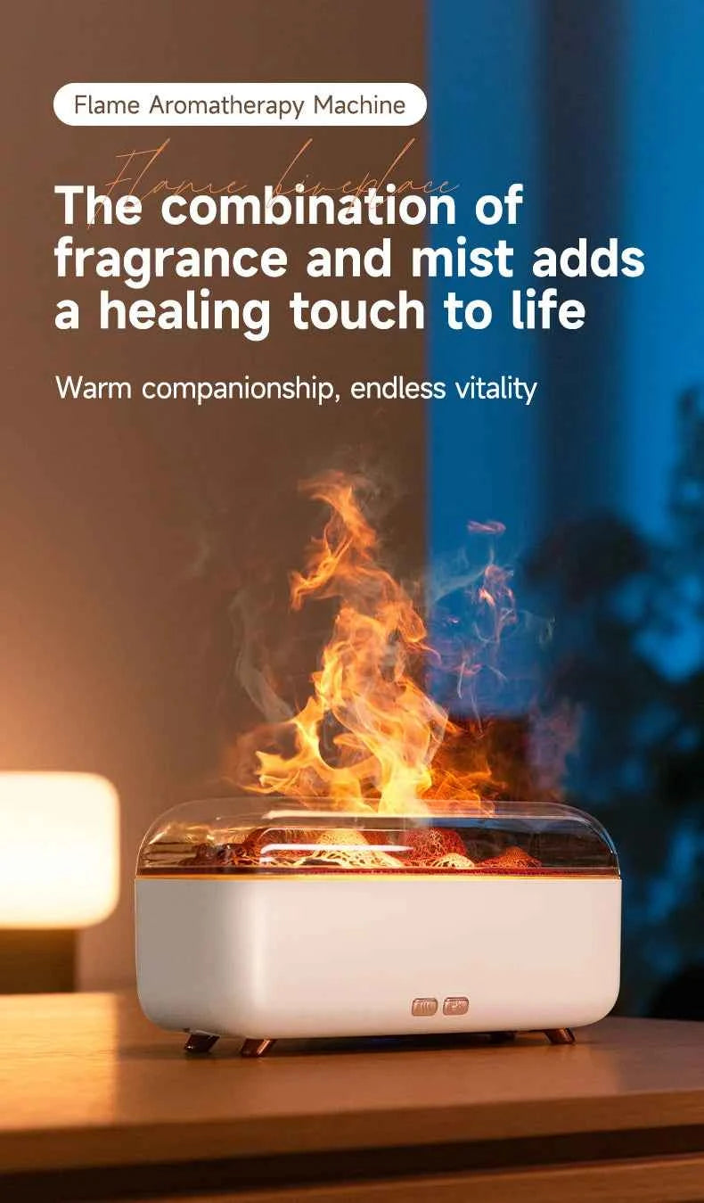 Flame Essential Oil Diffuser with Colorful Night Lights 300ML USB Home Ultrasonic Aromatherapy Fragrant Oil Humidifier Vaporizer