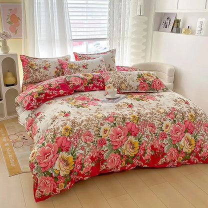 Floral Duvet Cover Set with Zipper Closure - 3 Piece Bedding Set Includes 1  Duvet Cover and 2 Pillowcases
