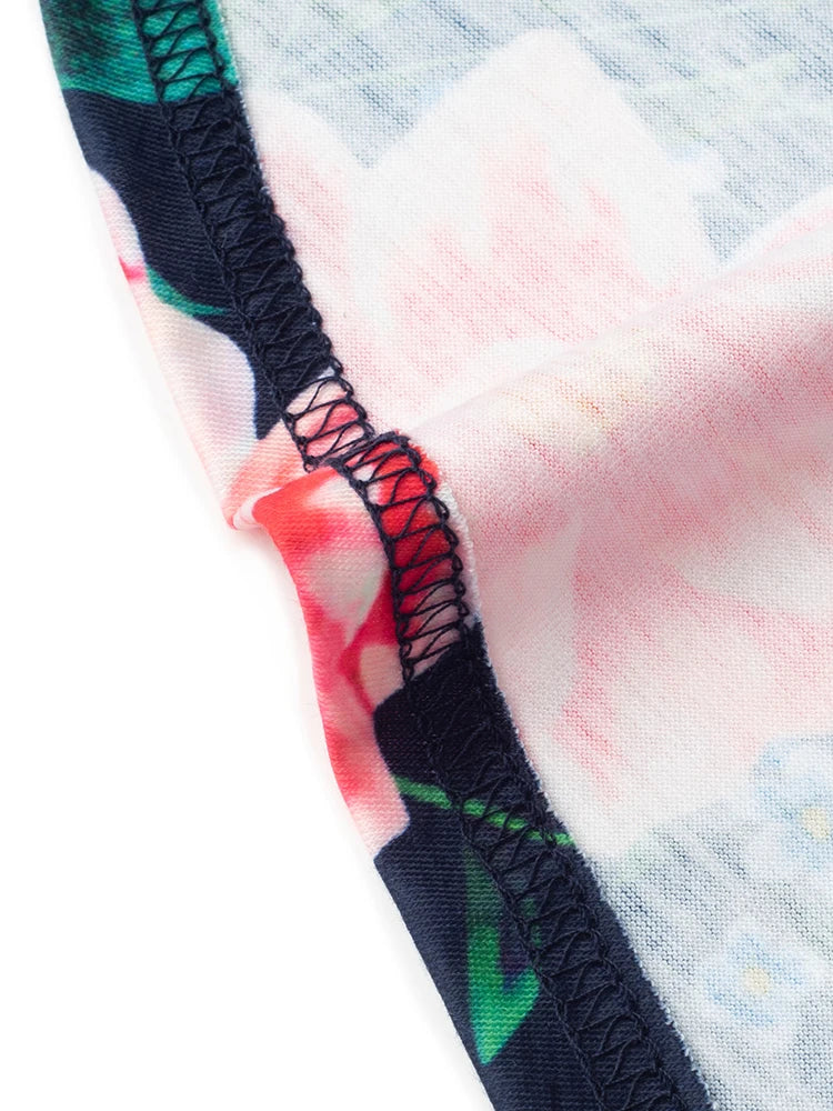 Nice-forever Vintage Elegant Floral Print Pleated Round neck vestidos A-Line Pinup Business Party Women Flare Swing Dress A102