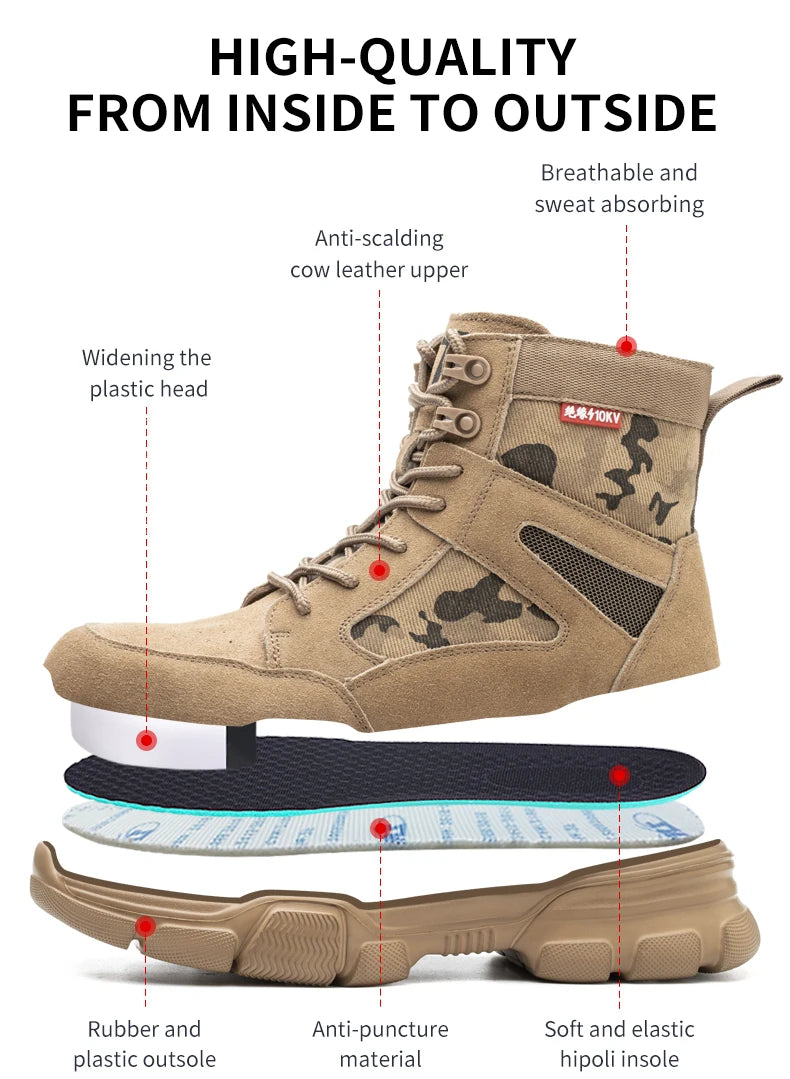 Sneakers Indestructible Shoes Work Safety Shoes With Steel Toe Cap Puncture-Proof Male Security Protective Shoes Tactical Boots - AMULET RING STORE