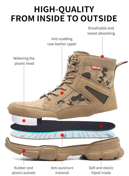 Sneakers Indestructible Shoes Work Safety Shoes With Steel Toe Cap Puncture-Proof Male Security Protective Shoes Tactical Boots - AMULET RING STORE