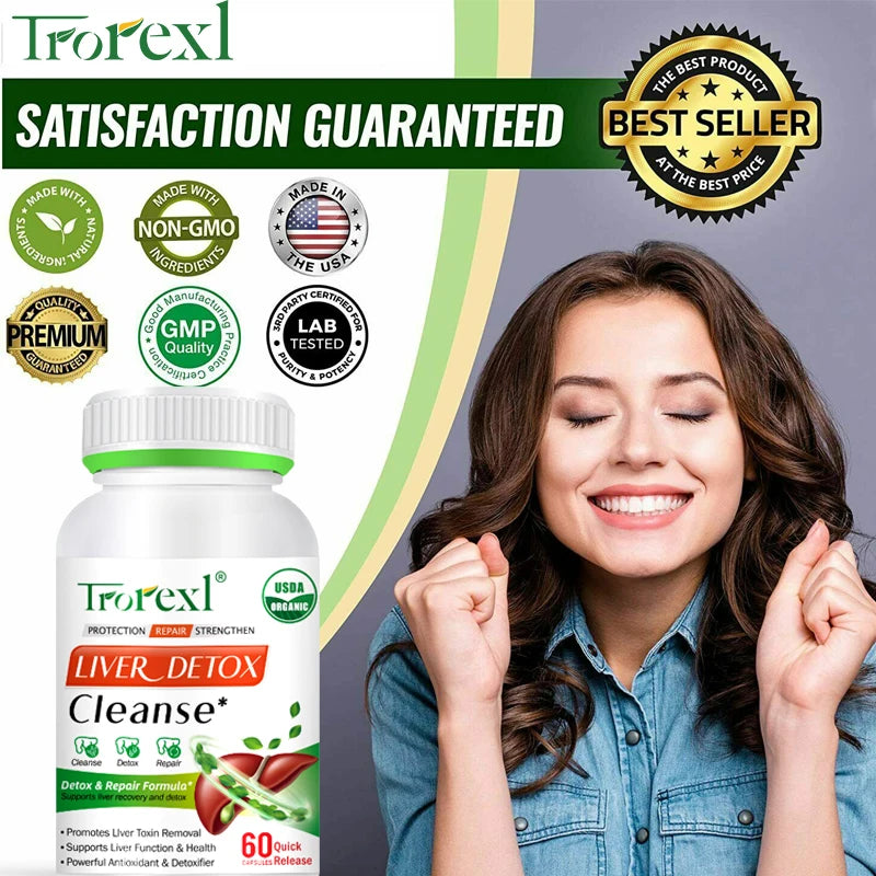 Liver Cleansing Detox Capsules Health Liver Support Colon Cleansing Repair Pills Prevent Cirrhosis Fatty Liver, Natural Herbal